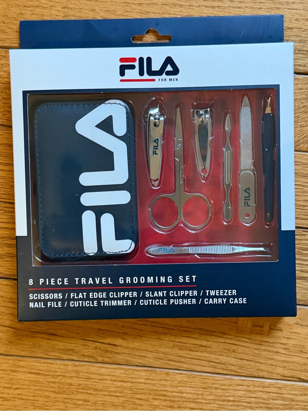 Fila Navy and White 8-Piece Travel Grooming Set